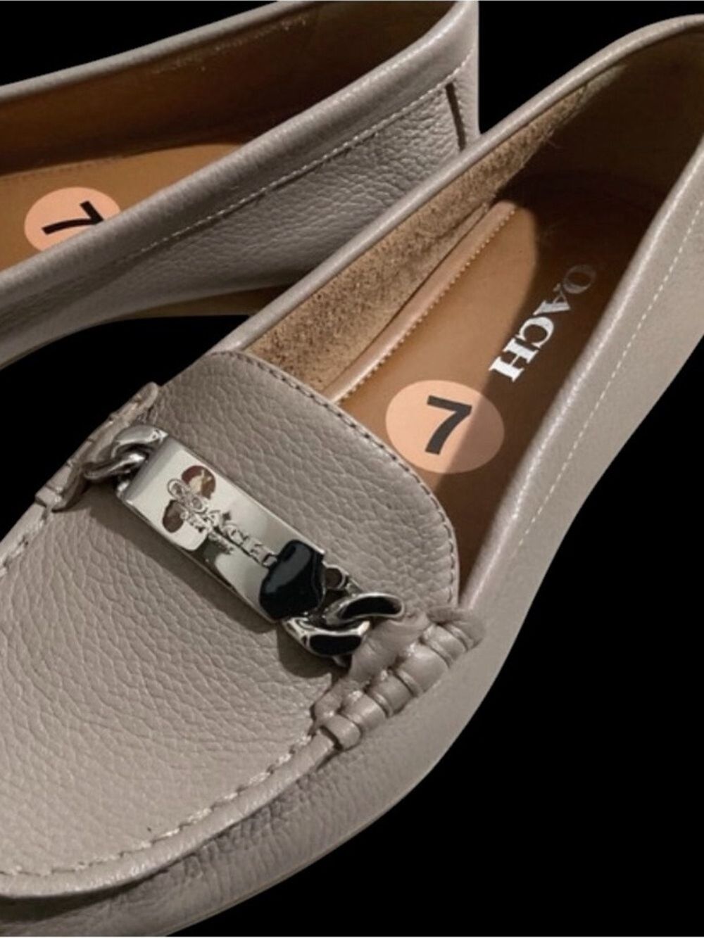 Coach Women's Light Taupe Leather Moccasin Loafers with Metal Bit NWT - Picture 5 of 6